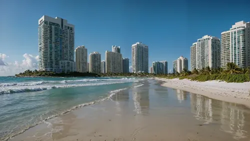 Florida Beachfront with Modern Skyline