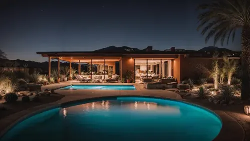 California Desert Nighttime Luxury Home