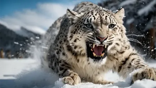 Snow Leopard Preparing to Pounce