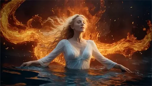 Woman Rising from Water Flames