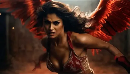 Fiery Angel Emerges in Slow Motion