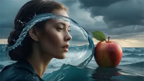 Symbolic Woman Holding Mystical Apple