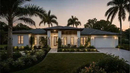 Modern Private Home with Palm Trees