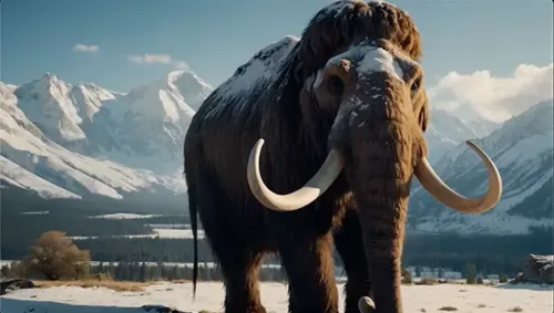 Majestic Mammoth in Prehistoric Landscape