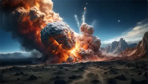 Planetary Explosion in Barren Wasteland