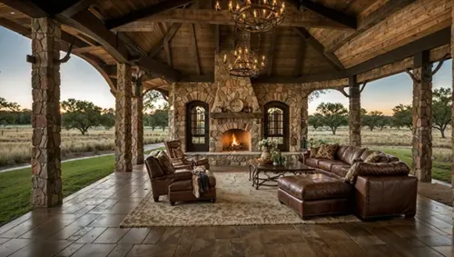 Texas Ranch Patio with Fireplace