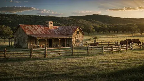 Texas Ranch Serenity at Sunset