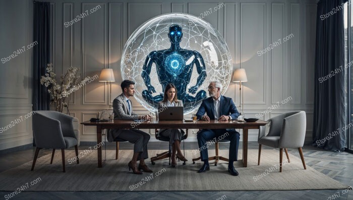 Business Meeting with AI Presence in Sphere