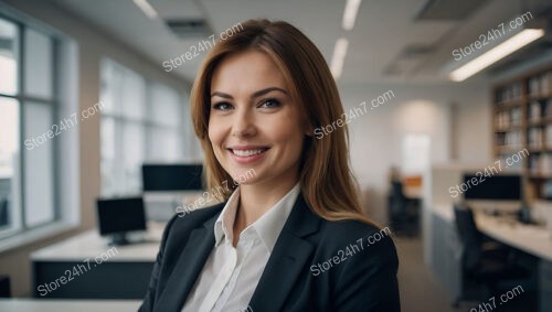 Confident businesswoman in professional corporate office environment