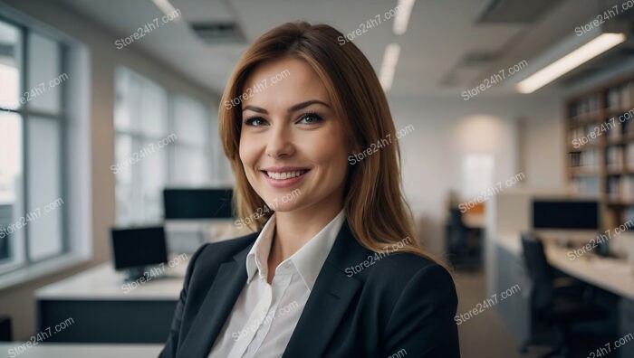 Confident businesswoman in professional corporate office environment