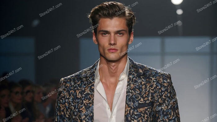 Floral Patterned Suit Steals Spotlight on Fashion Runway