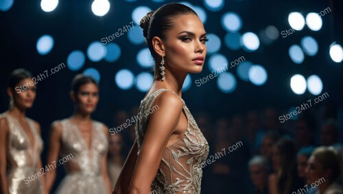 Glittering Couture: Radiant Models in Shimmering Evening Gowns