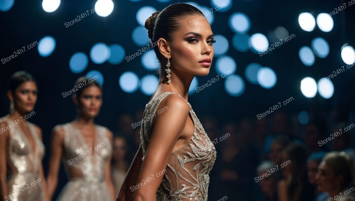 Glittering Couture: Radiant Models in Shimmering Evening Gowns