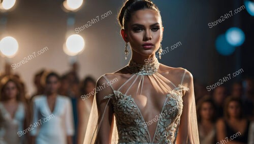 Glowing Elegance on the Fashion Runway Under the Lights