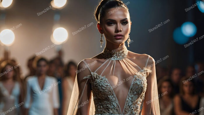 Glowing Elegance on the Fashion Runway Under the Lights