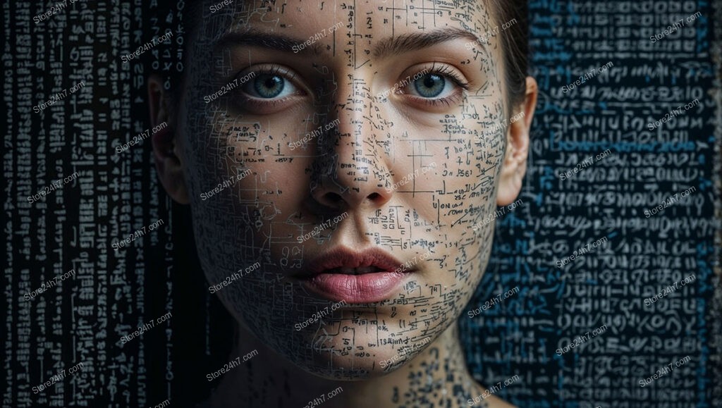 Human Face Integrated with Data Codes in AI Art | AI Images & Videos ...