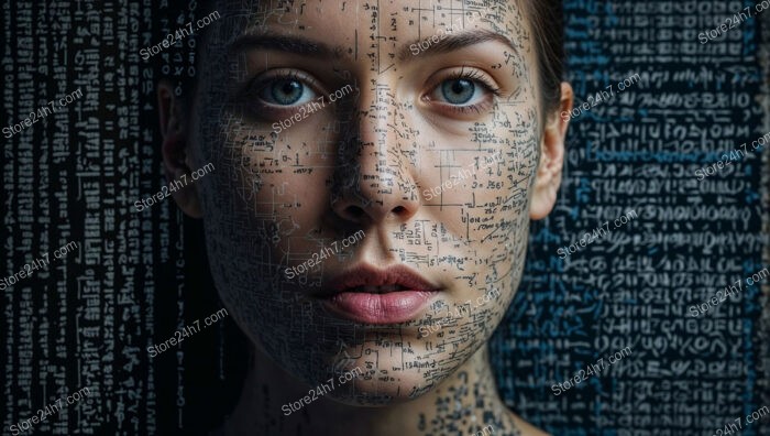 Human Face Integrated with Data Codes in AI Art