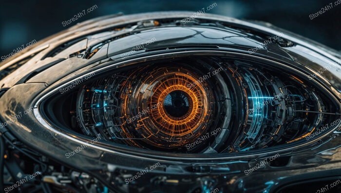 Mechanical Eye Capturing the Essence of AI’s Vision