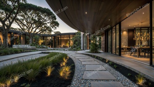 Modern Architectural Courtyard with Sleek Pathway