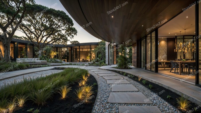 Modern Architectural Courtyard with Sleek Pathway