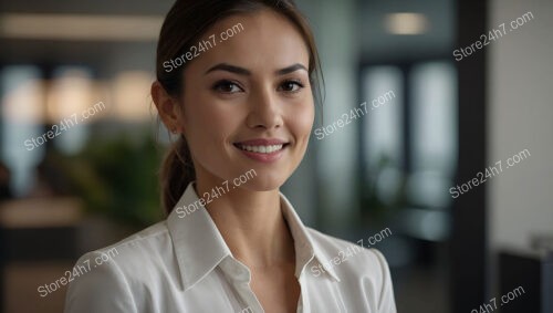 Professional businesswoman offering assistance in a corporate office